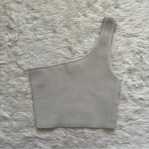 Aritzia Babaton Top Sculpt Knit One-Shoulder Cropped Tank Tight-fit Sz XS